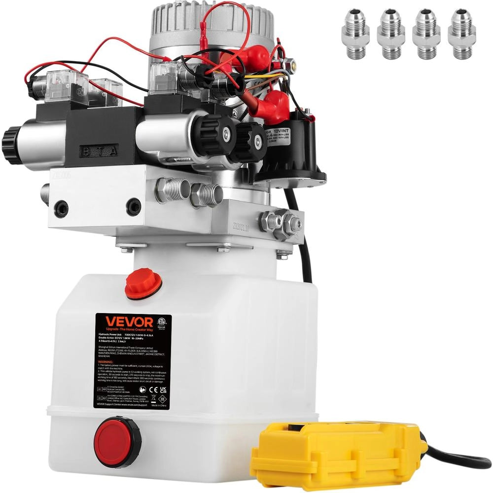 Centralina Idraulica in Plastica 12V DC 4.5L Doppio Solenoide a Doppio Effetto ZZ004234 Robusta e Durevole per Officina