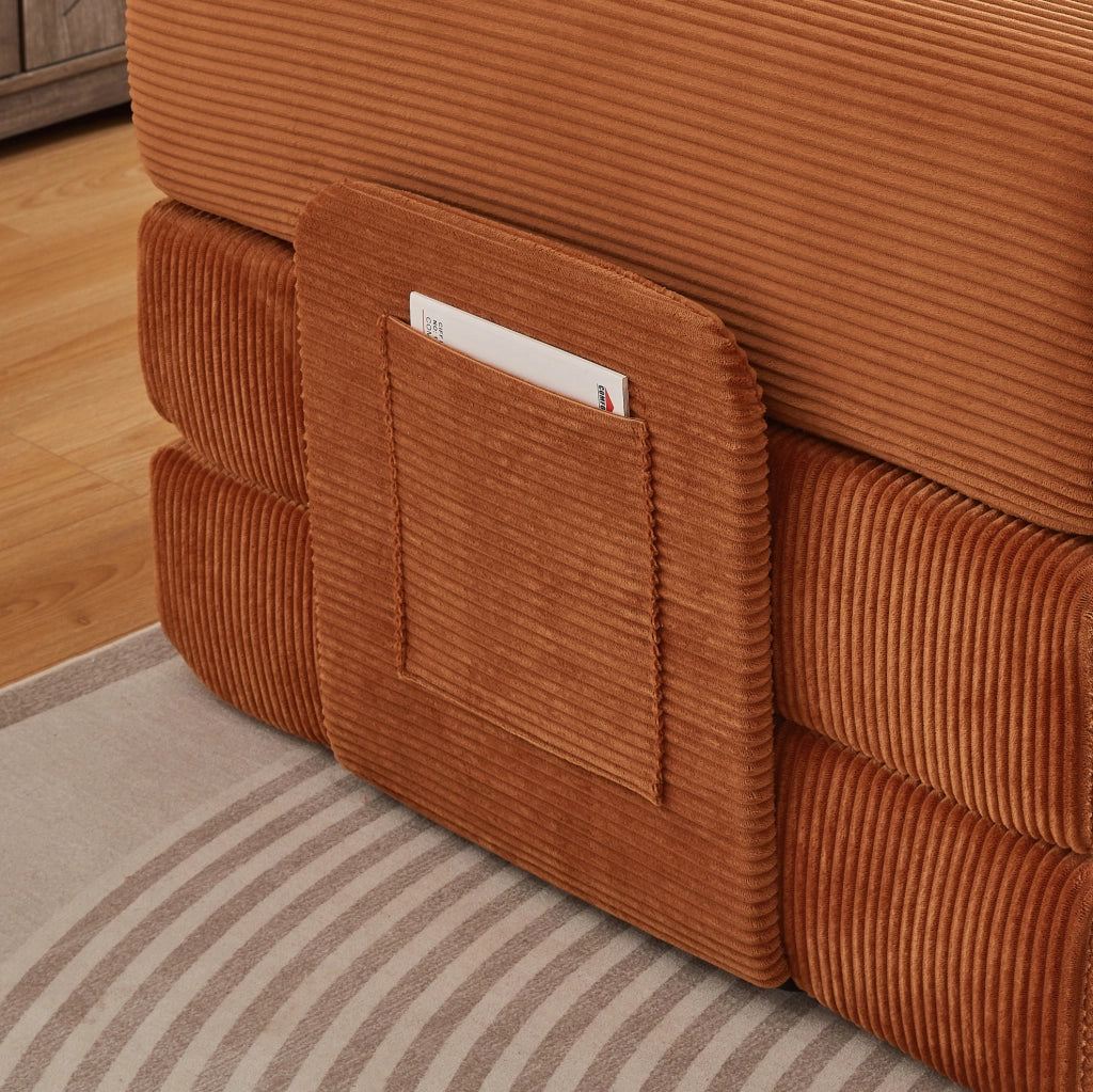 Divano letto pieghevole in velluto a coste terracotta