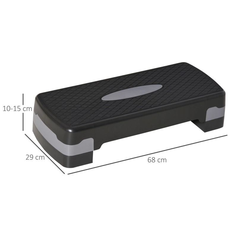 Pedana per aerobica regolabile 10/15 cm nera, 68 x 29 cm