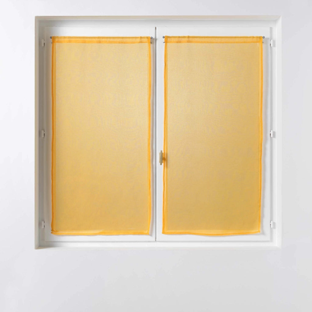 Coppia di tende, 2 pezzi, dimensioni 60 x 90 cm, effetto sabbiato, colore giallo, tessuto voile
