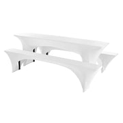 Copri-set da 3 pezzi per boccali, dimensioni 220 x 50 cm, colore bianco, elasticizzati