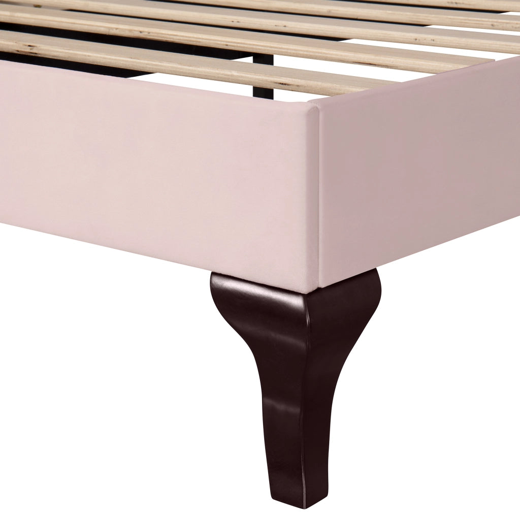 Letto singolo imbottito 90 × 200 cm con rete a doghe testiera regolabile in velluto rosa