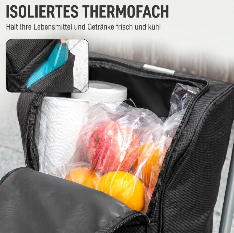 Carrello per la spesa 3 in 1 da 46 l, pieghevole, con vano termico