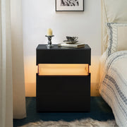 Comodino LED con 3 Cassetti e Pannello Acrilico Nero per Camera da Letto e Soggiorno