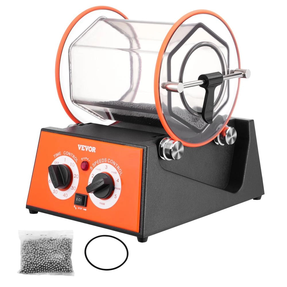 Lucidatrice per Gioielli KD-20001 Buratto Rotativo 5kg 60W 5 Velocità Regolabile con Timer per Bricolage Fai da Te