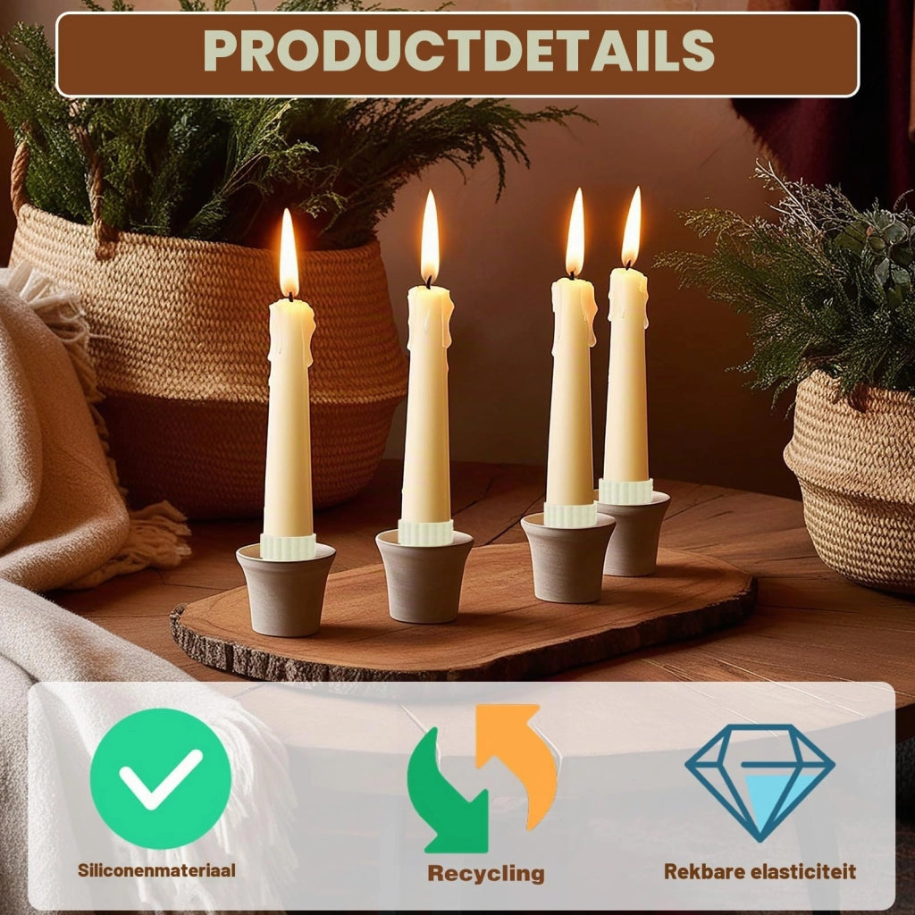 Portacandele per candele con punta affusolata, 20 pezzi, in silicone, colore bianco