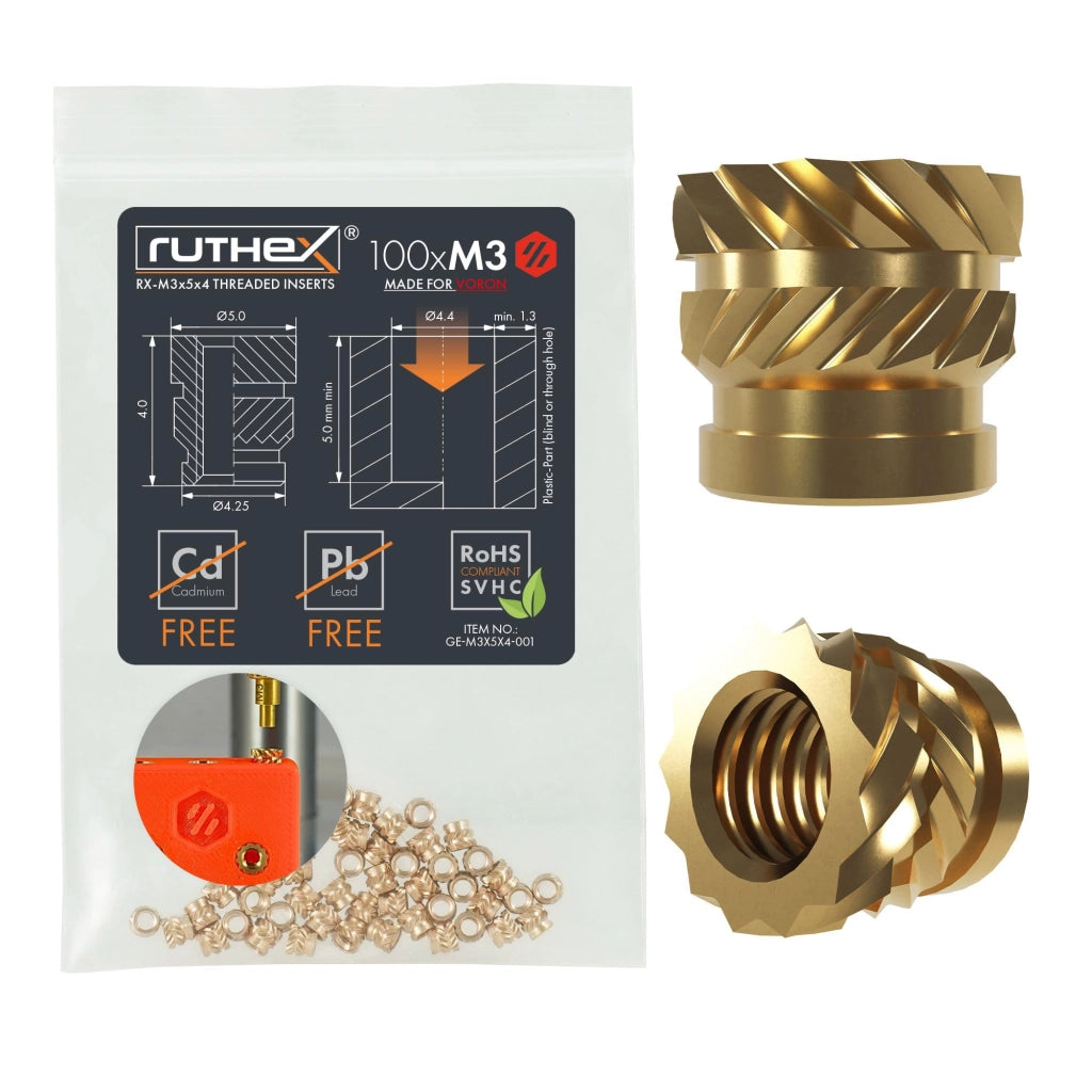 Inserti filettati M3 x 5 x 4 mm, 100 pezzi boccole filettate in ottone per parti stampate in 3D, inserimento a caldo