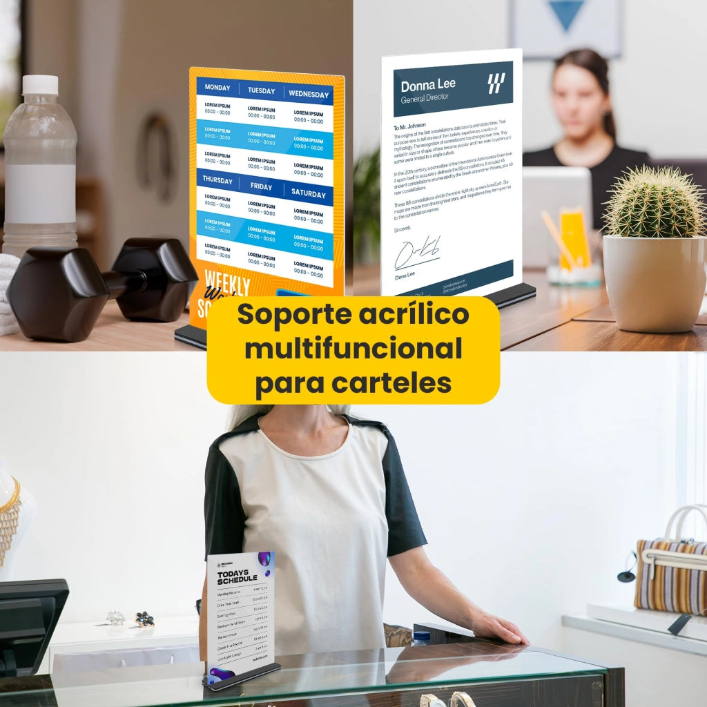 Espositori in plexiglass, set da 5, formato A5, trasparenti, per menu e materiale pubblicitario