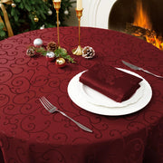 Tovaglia rotonda in tessuto jacquard, diametro 200 cm, colore rosso, idrorepellente