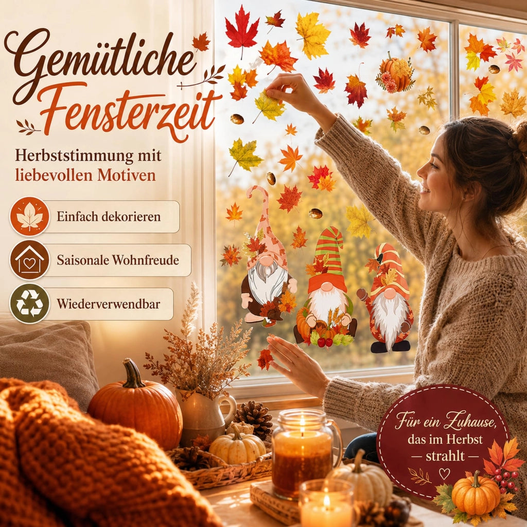 Adesivi per finestre a tema autunnale, confezione da 100 pezzi, autoadesivi, dimensioni 30x20 cm