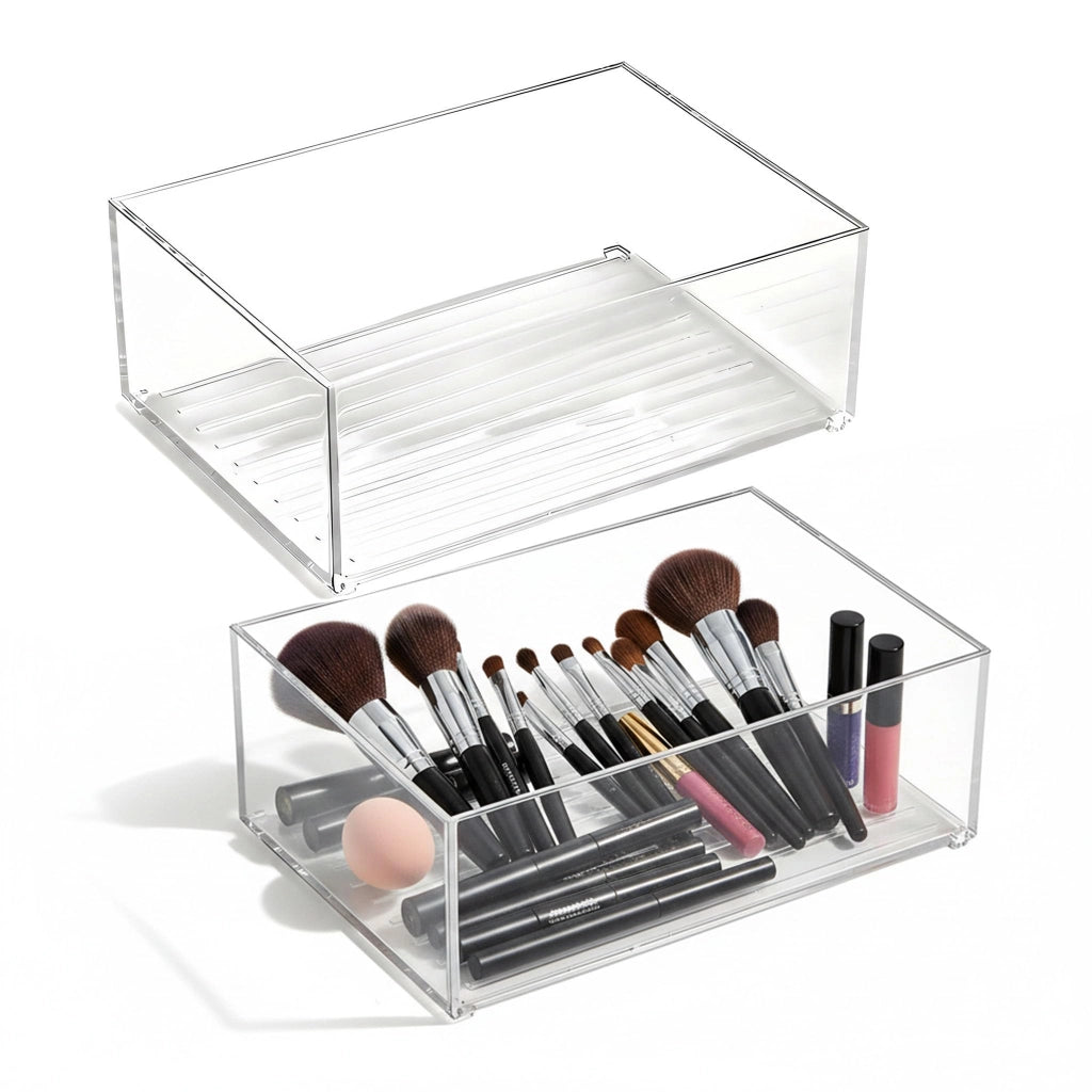 Set di 2 organizer in acrilico trasparente, dimensioni 16,5x11x6 cm