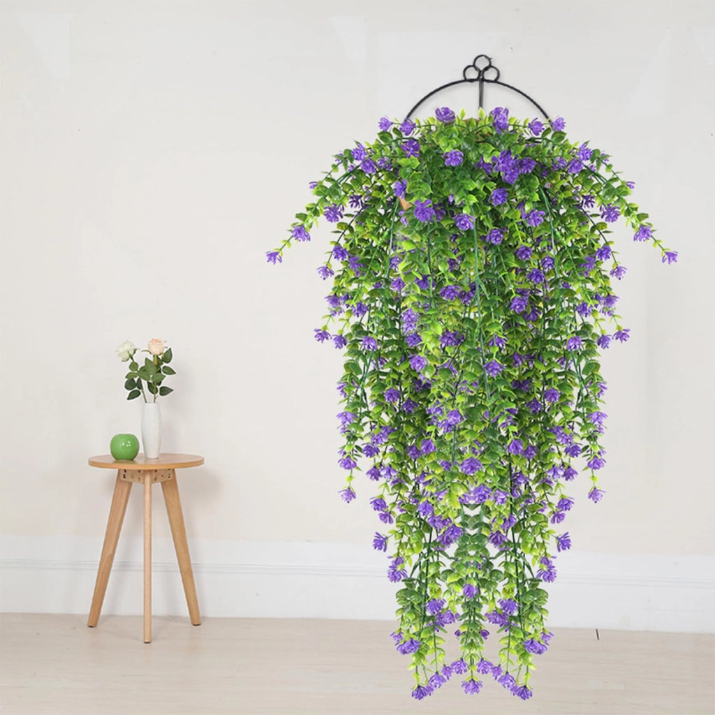 Fiori artificiali da parete, 4 pezzi, resistenti ai raggi UV, color viola, 76 cm