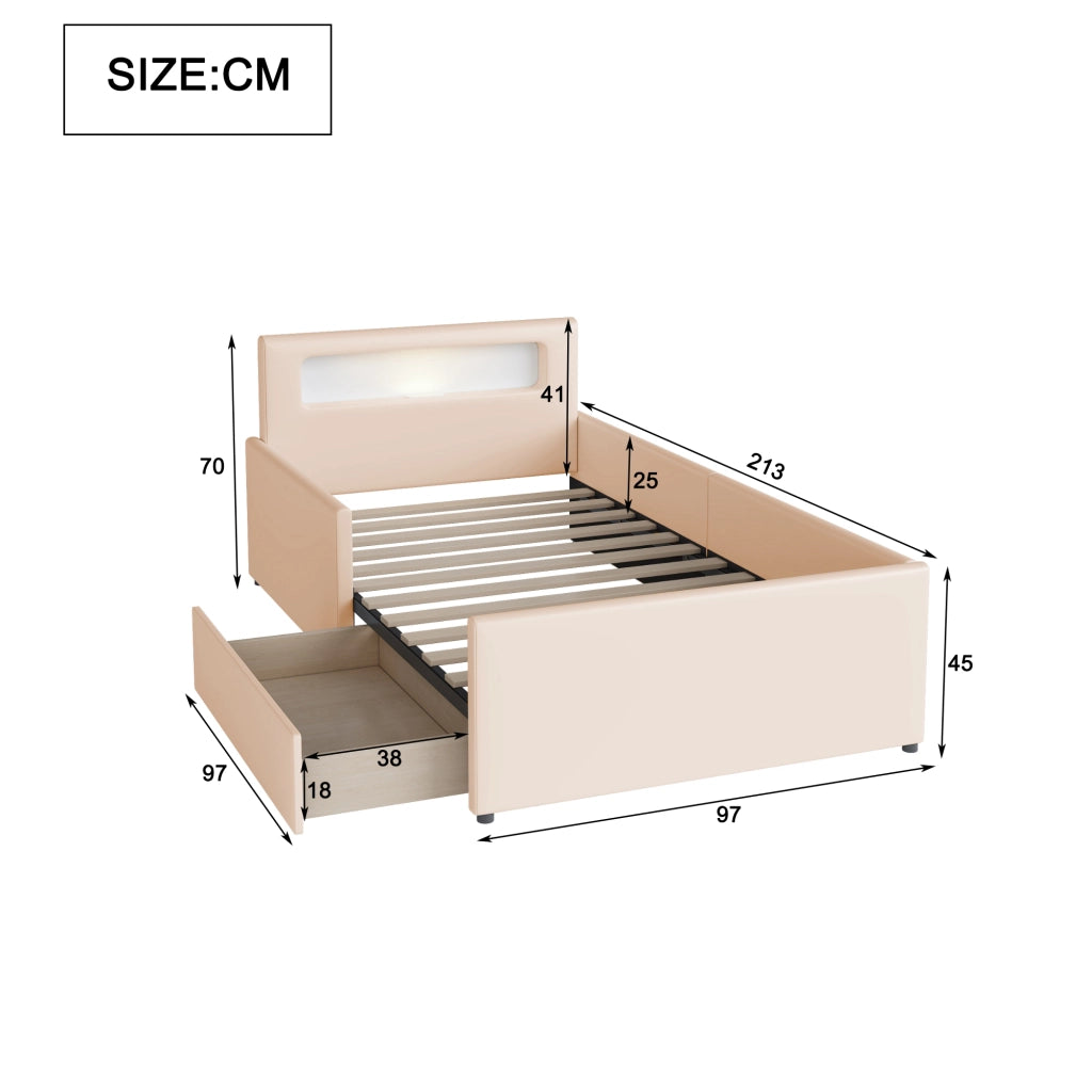 Letto contenitore 90 ¡Á 200 cm imbottito con testiera floreale e sollevamento idraulico in velluto beige