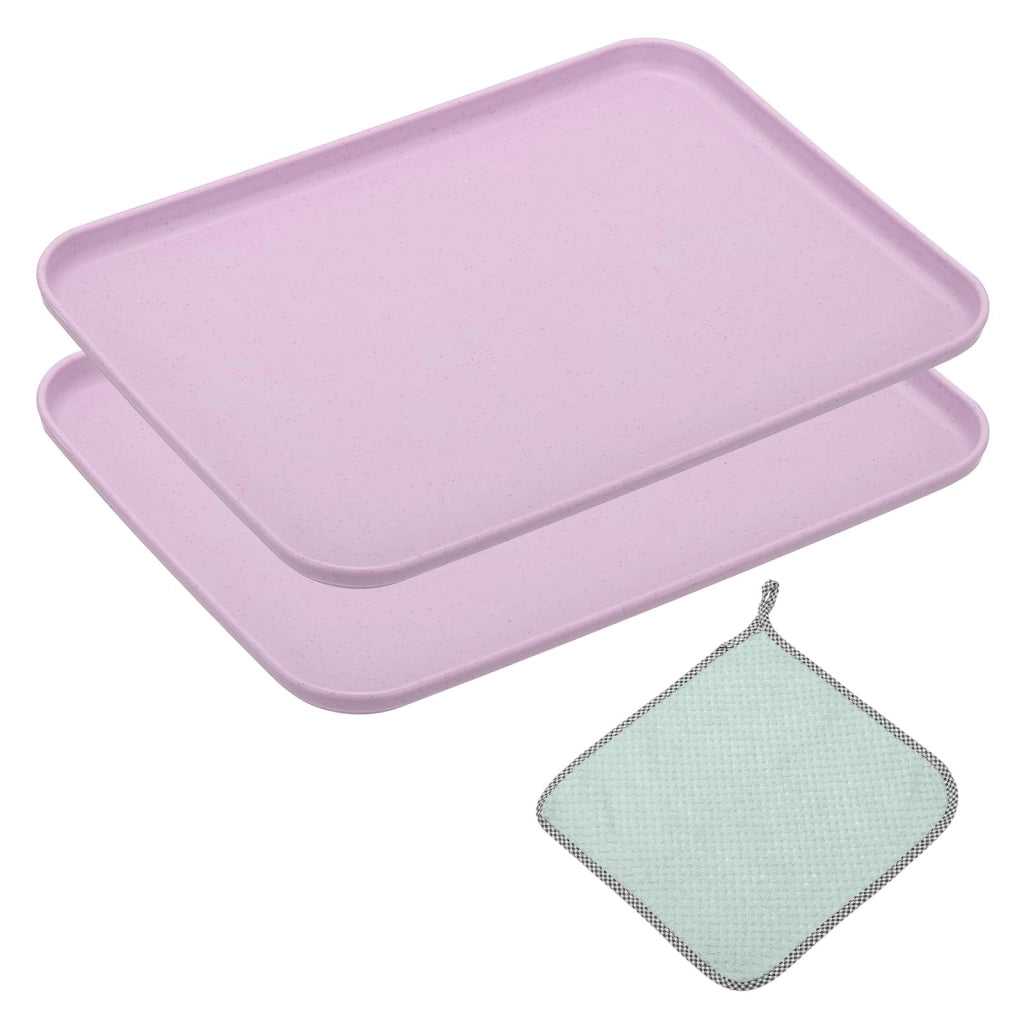 Set da 2 vassoi per fast food, 24 x 17,5 x 1,7 cm, PP, riutilizzabili, viola
