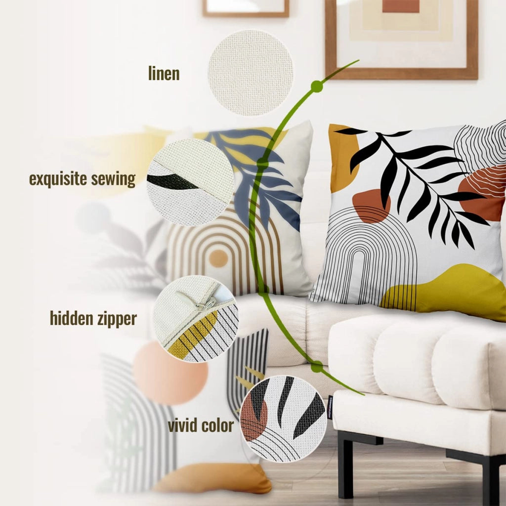 Cuscino decorativo, 41x41 cm, stile bohémien, design astratto, set da 4, aspetto simile al lino
