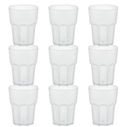9 bicchieri in plastica infrangibile, capacità 480 ml, aspetto simile al vetro, bianco opaco, senza BPA
