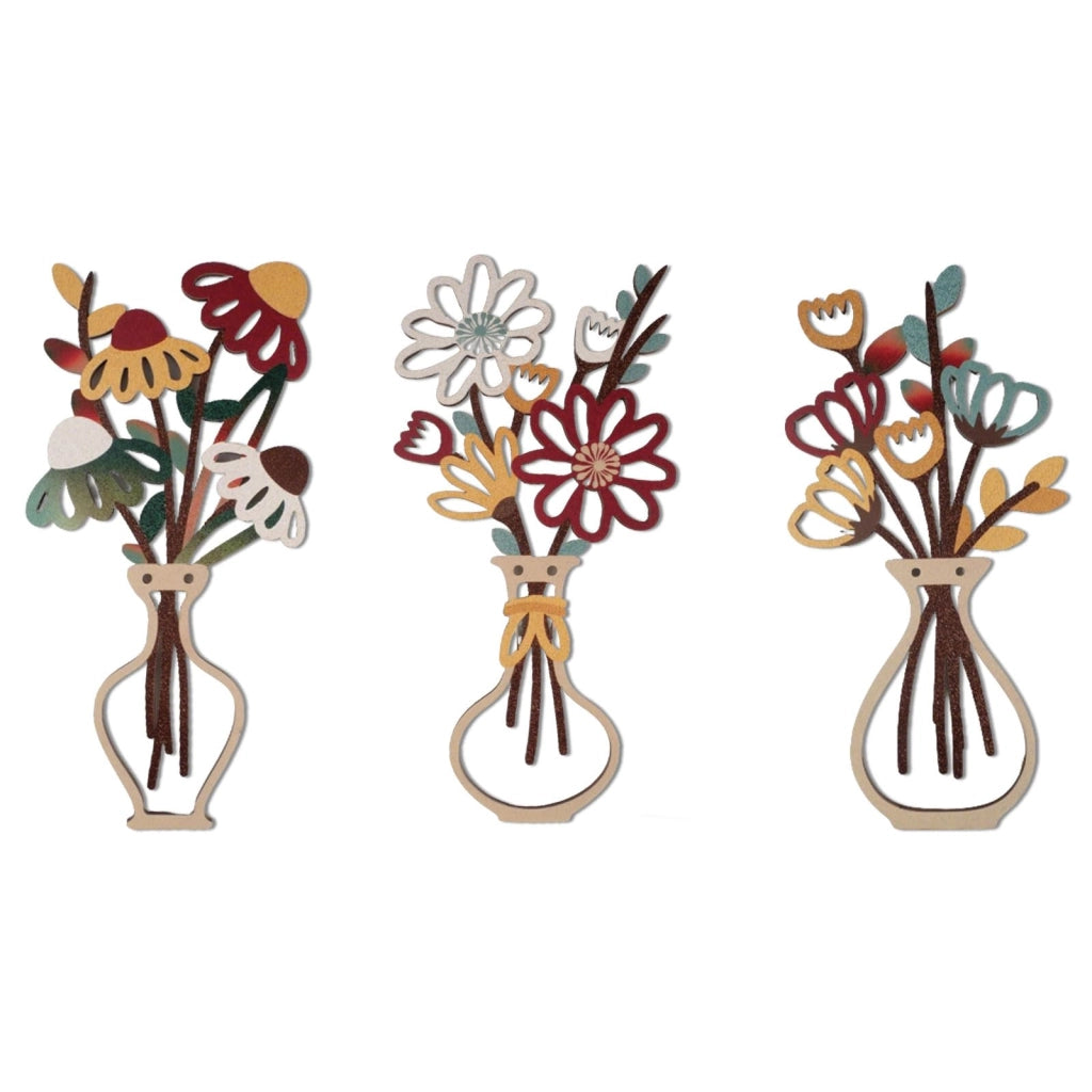 Set di 3 decorazioni floreali da parete, colorate, dimensioni 30x15 cm, ideali per il soggiorno
