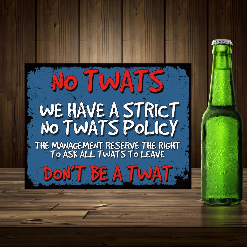 Targa metallica con scritta "No Twats" – Decorazione retrò per bar, dimensioni 267x200 mm