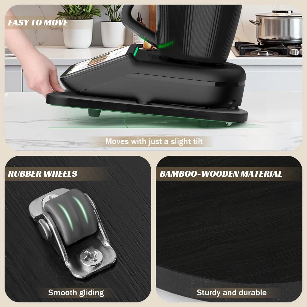 Base antiscivolo per Thermomix TM7, in bambù, colore nero, dimensioni 40x31 cm