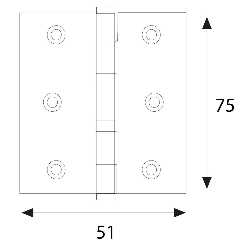 CERNIERA ACCIAIO ZINCATO ART.838 mm  75 x 51 - pz. 4