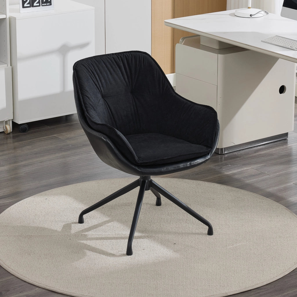 Poltrona girevole 360° con ritorno automatico in similpelle nera