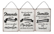 Set di 3 targhette metalliche, 10x15 cm, stile shabby chic, decorazioni da parete con scritte