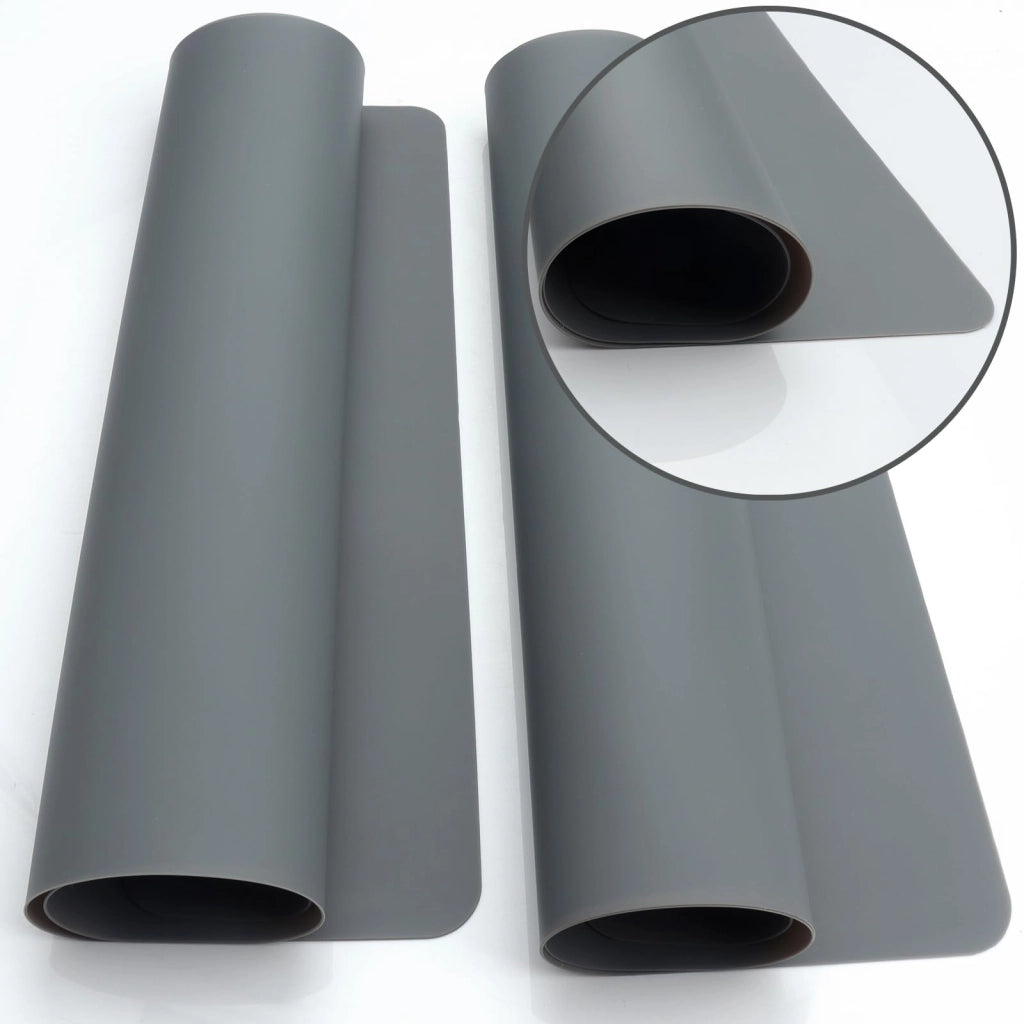 Set da 2 sottopiatti in silicone, con rivestimento antiaderente, antiscivolo e resistente al calore, colore grigio