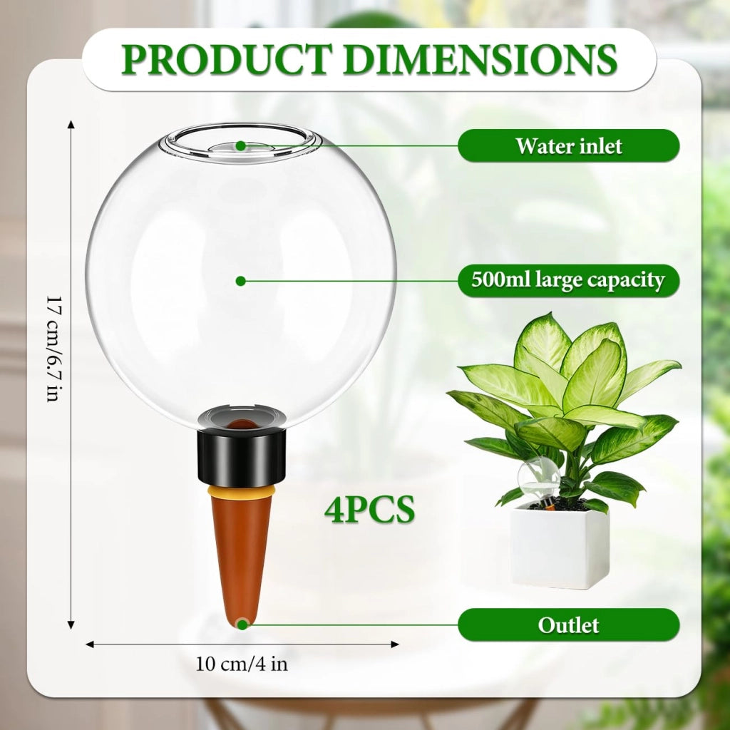 Set di 4 sfere per irrigazione, capacità 500 ml, sistema automatico di irrigazione per piante