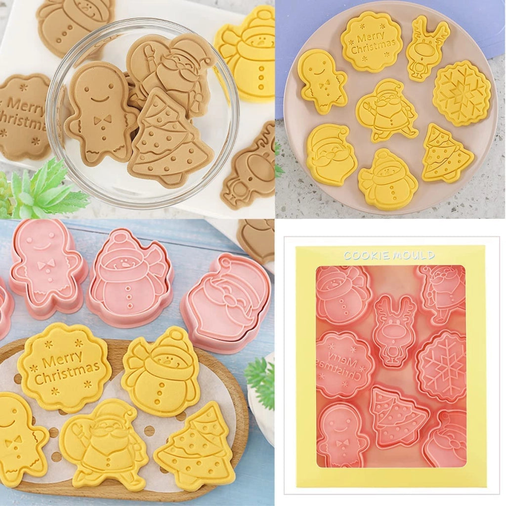 Set di 8 formine per biscotti natalizi, in plastica, riutilizzabili