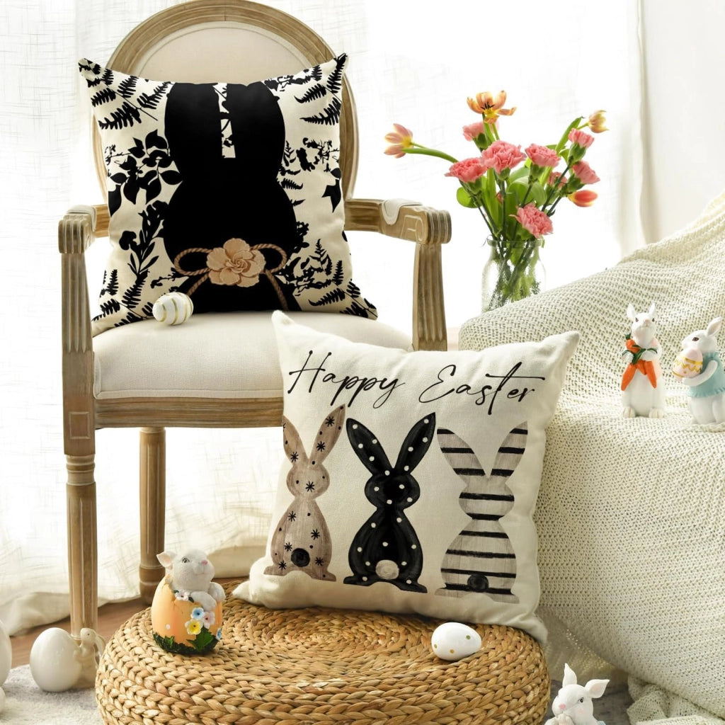Cuscino decorativo, 45x45 cm, "Buona Pasqua", decorazione primaverile, cotone