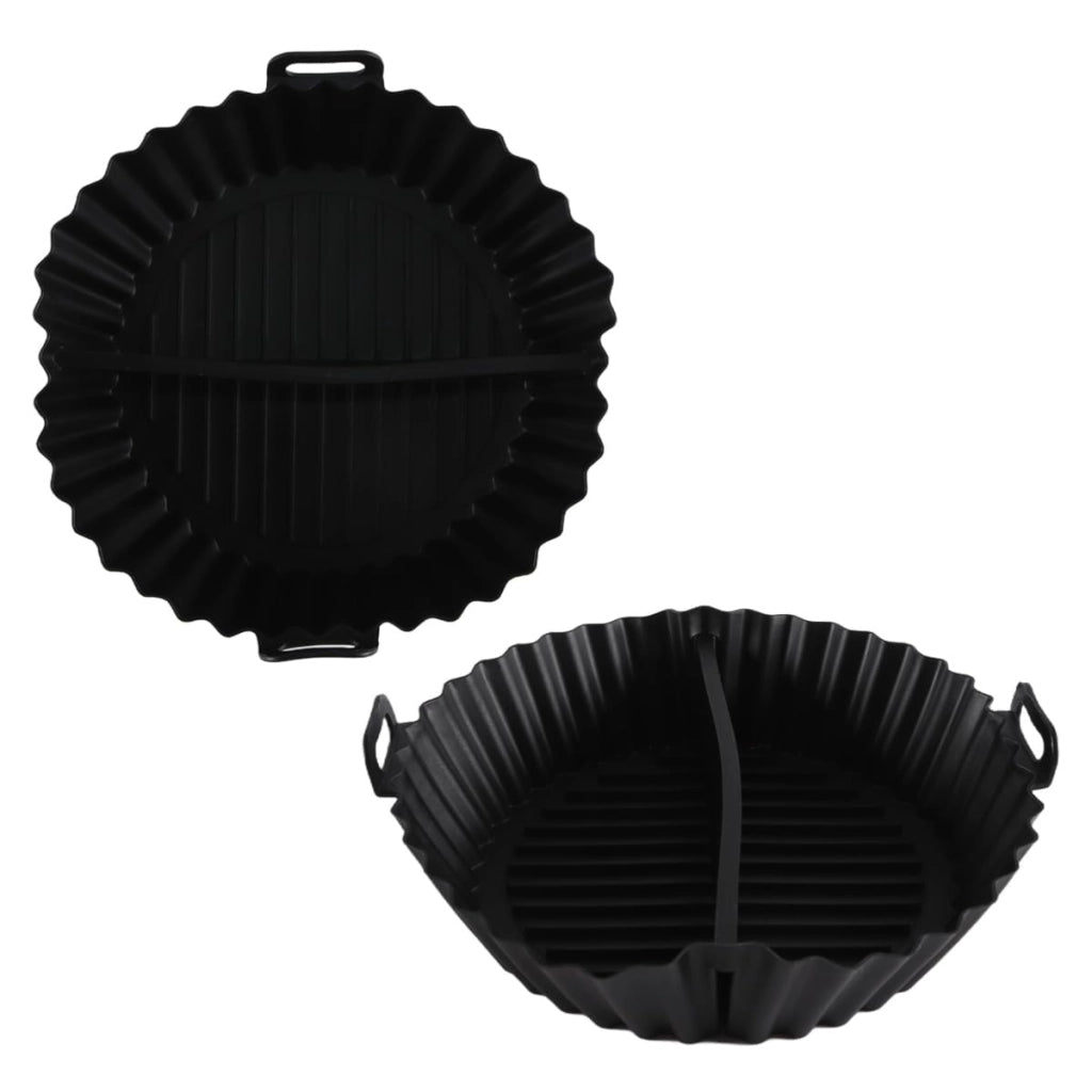Set da 2 stampi rotondi in silicone per la cottura, con divisioni interne, colore nero