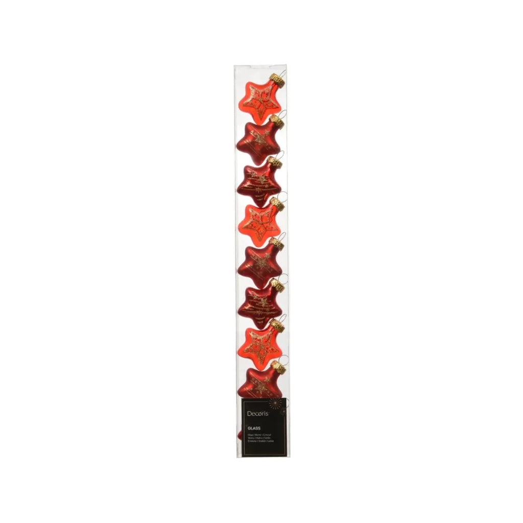 Box 9 stelle di Natale in vetro rosso lucide e opache H3 cm