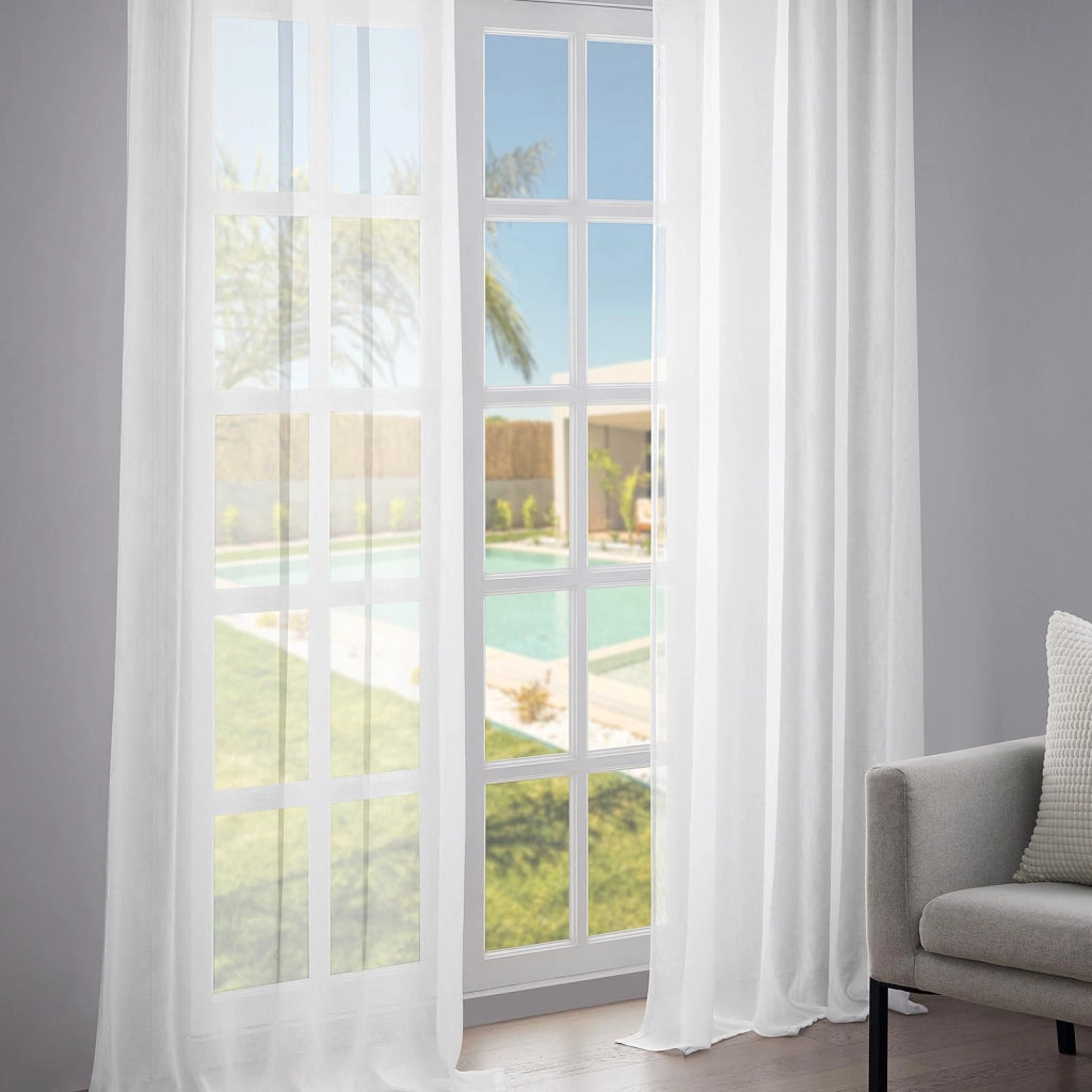 Tende a velo, set da 2, 145x140 cm, bianche, semitrasparenti