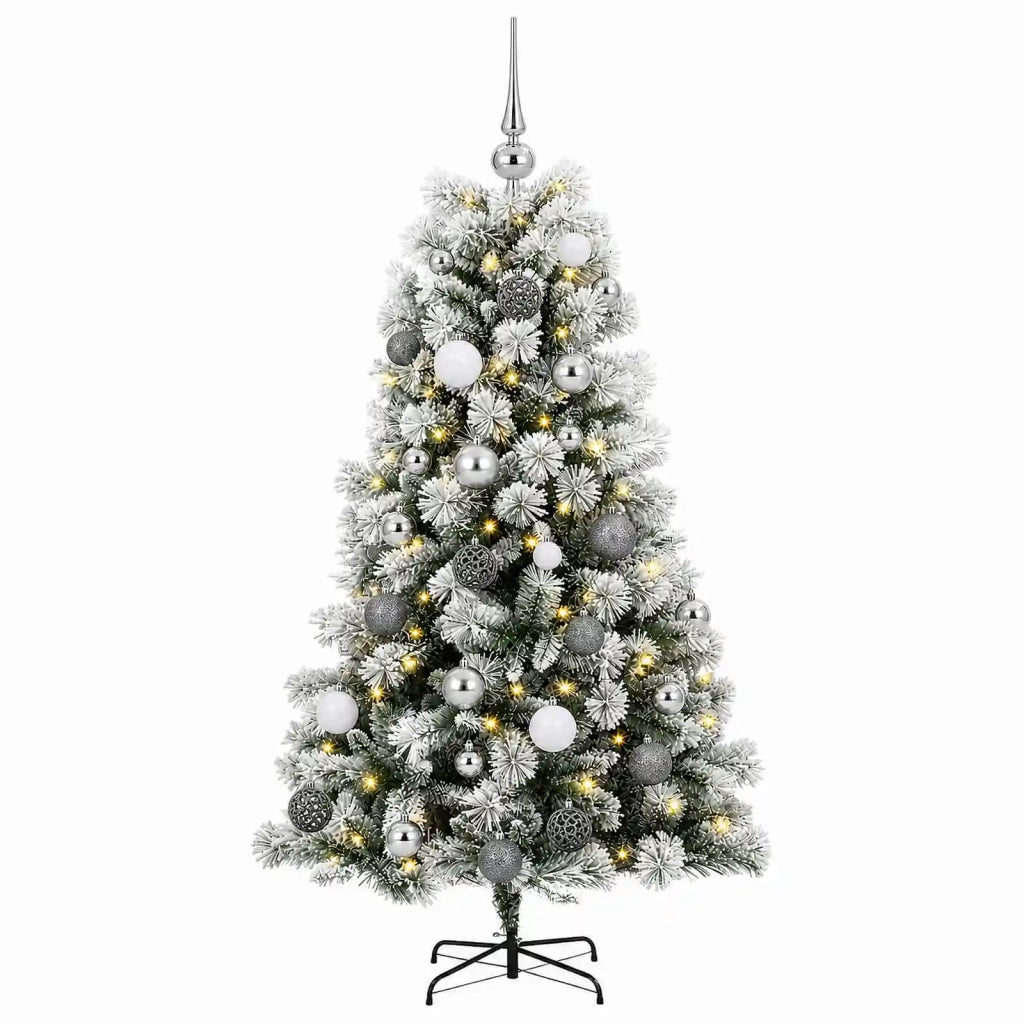 Albero di Natale artificiale con rami snodati e palline 150 cm 3466224