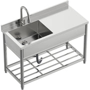 Lavello in acciaio inossidabile con piano di lavoro, 55x120x94 cm, con un vano