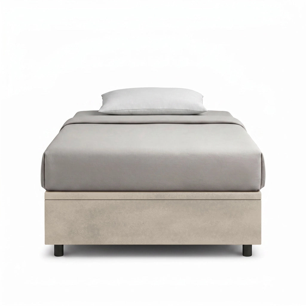 Letto Singolo Contenitore Imbottito 80x200 cm Microfibra Sabbia BoxMax