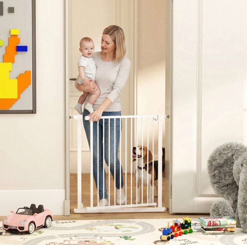 Cancello di sicurezza per bambini e animali 76-80 x 76 cm bianco senza foratura