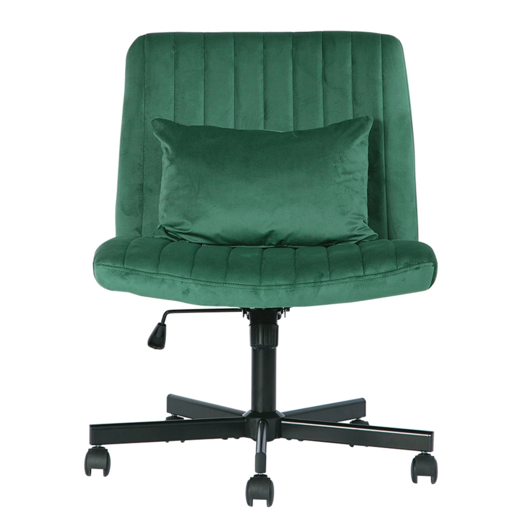 Sedia da ufficio ergonomica in tessuto verde, regolabile in altezza con ruote