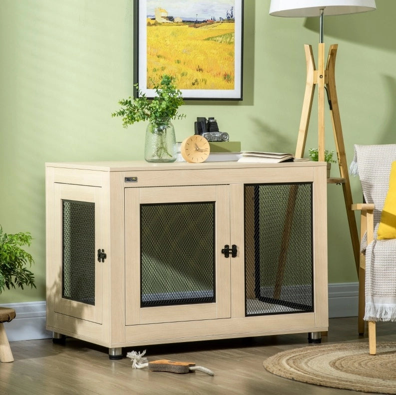 Gabbia per cani con chiusura 94 x 60 x 71,5 cm in acciaio naturale e nero