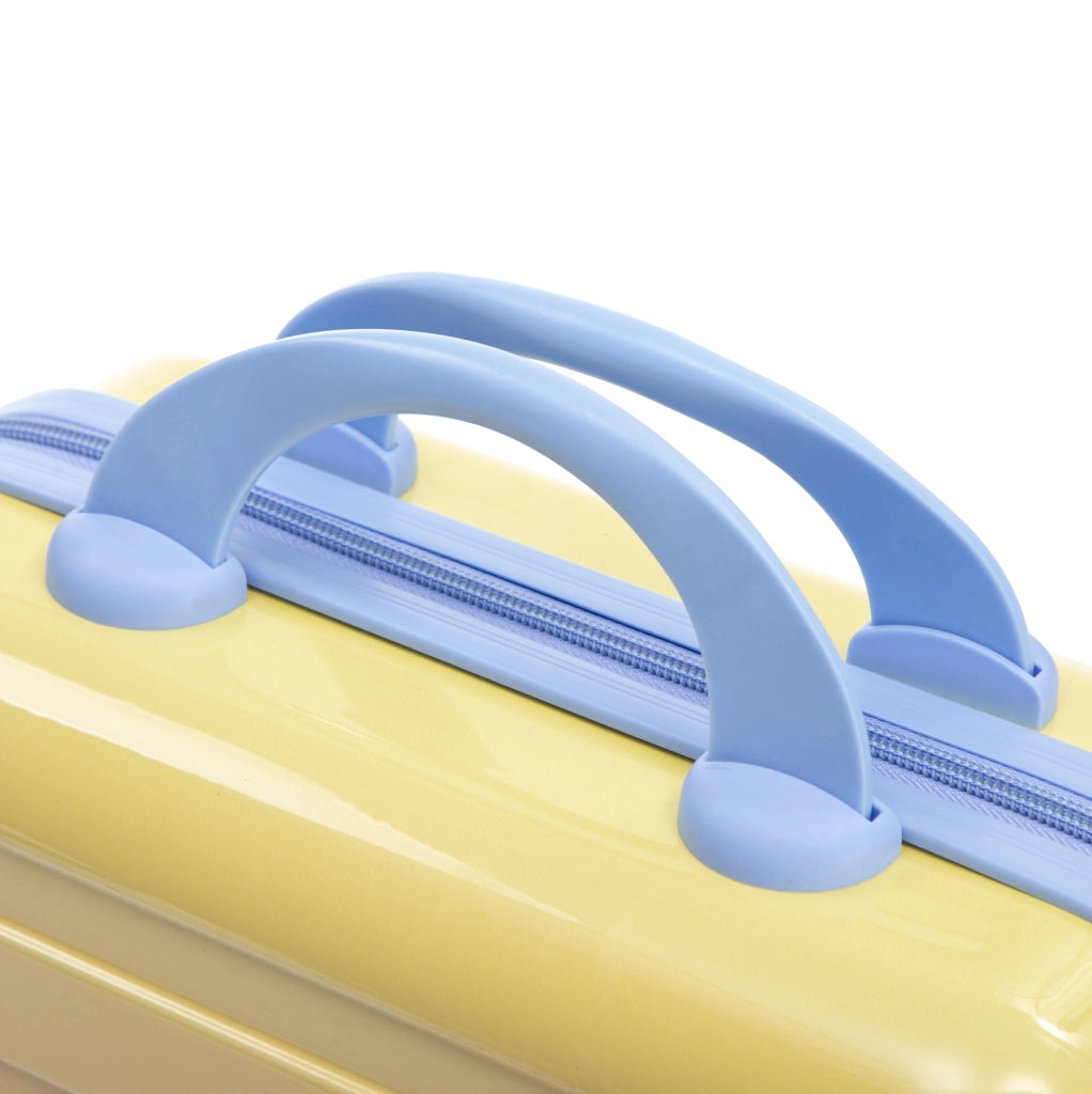 VALIGIE rigide in PC giallo 50,8/60,96/71,12 cm con beauty case, set da 4 pezzi