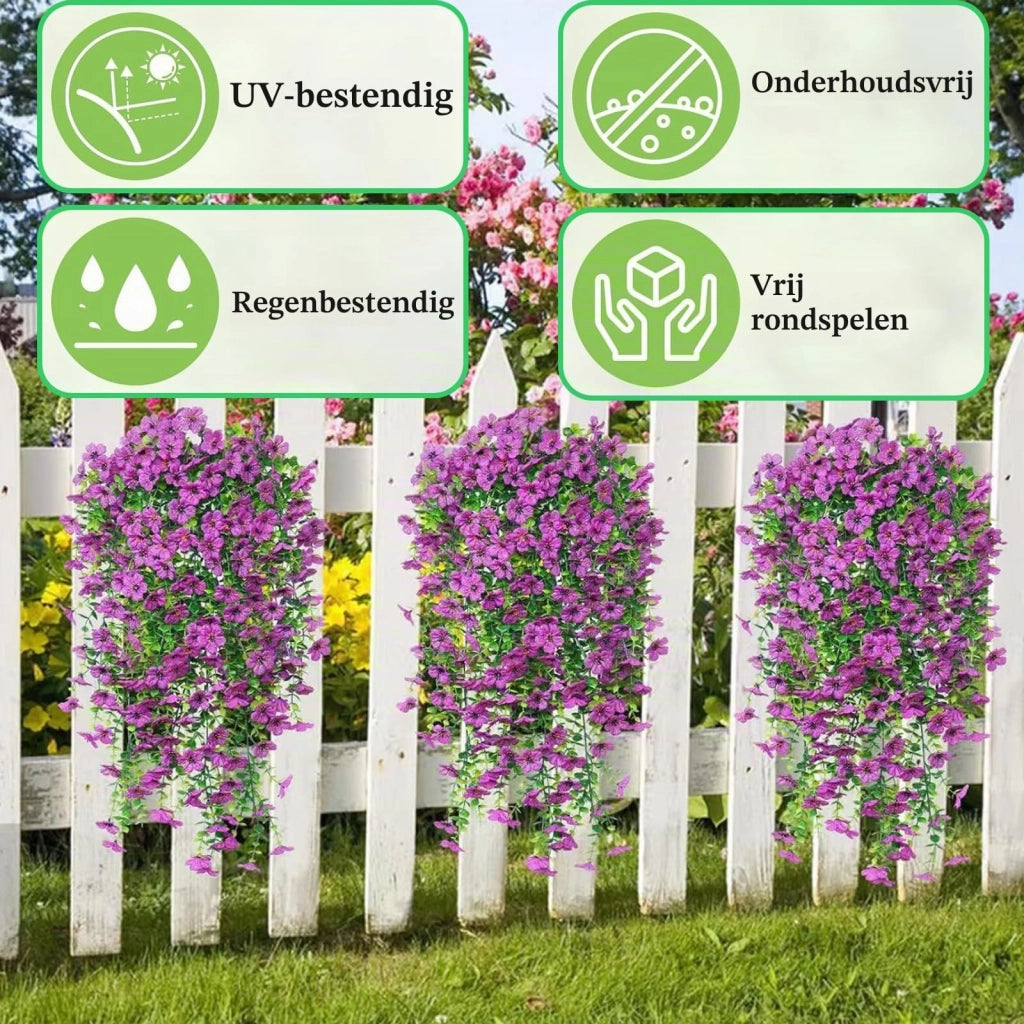 Piante rampicanti artificiali, confezione da 4 pezzi, resistenti ai raggi UV, lunghezza 76 cm, colore viola