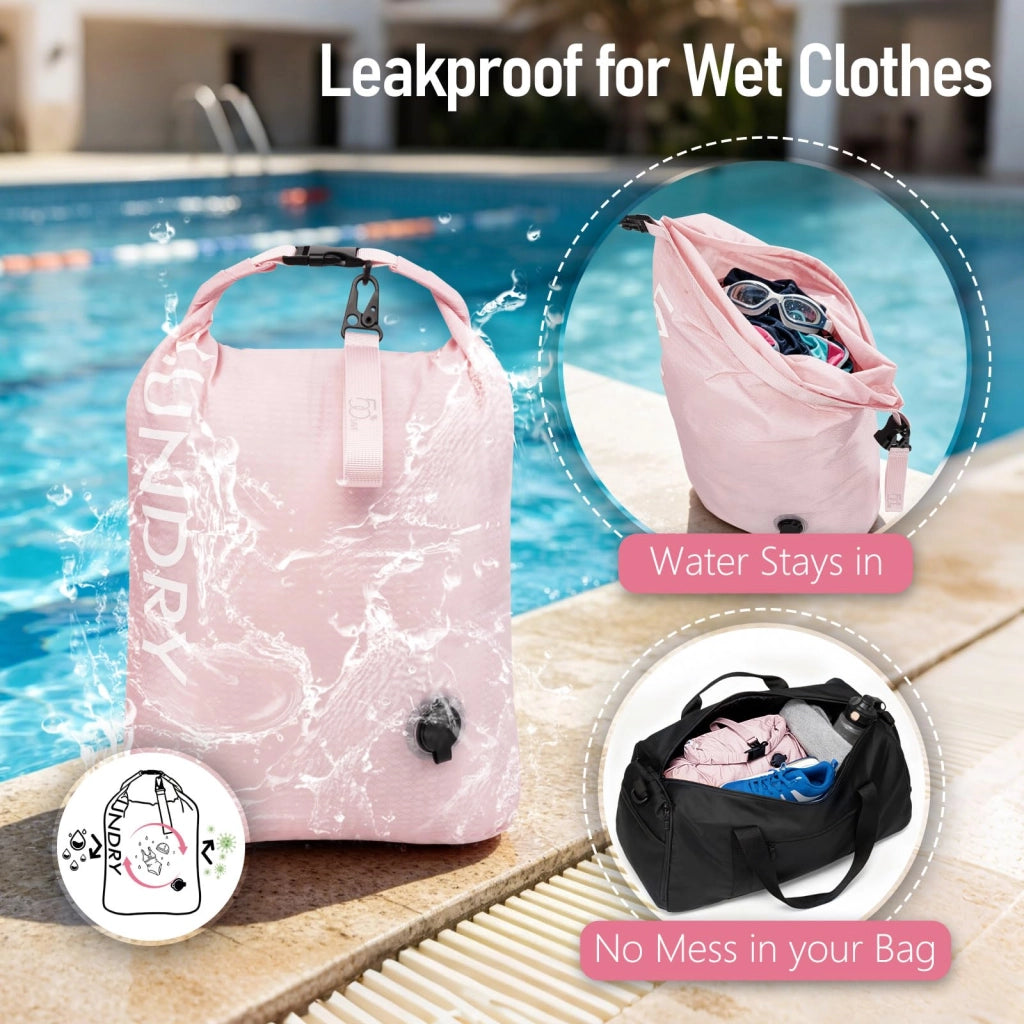 Confezione da 2 sacchetti da viaggio impermeabili, comprimibili, colore blu navy/rosa