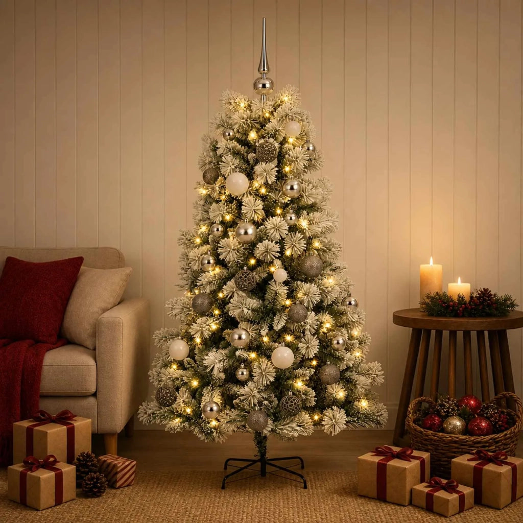 Albero di Natale artificiale con rami snodati e palline 150 cm 3466224