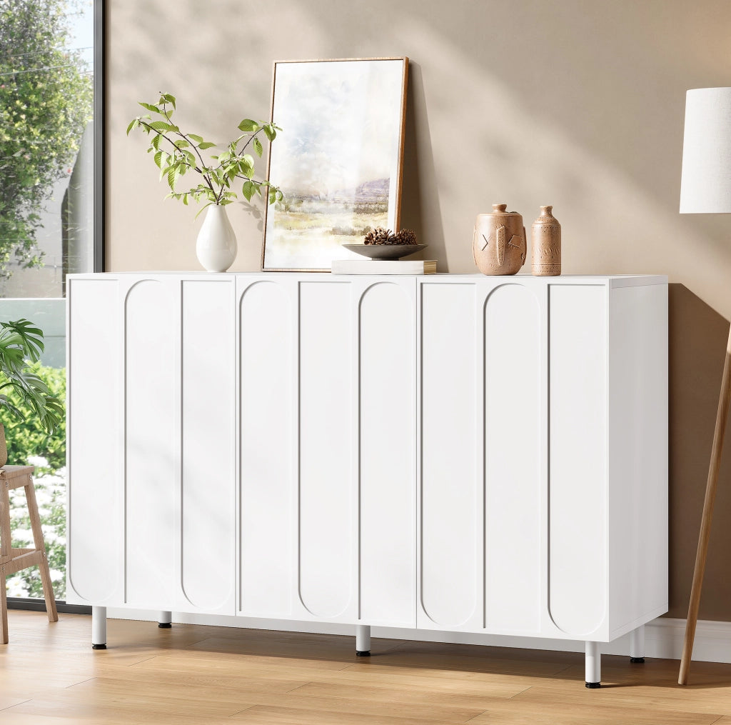 Credenza scarpiera bianca a 3 ante con ripiani regolabili