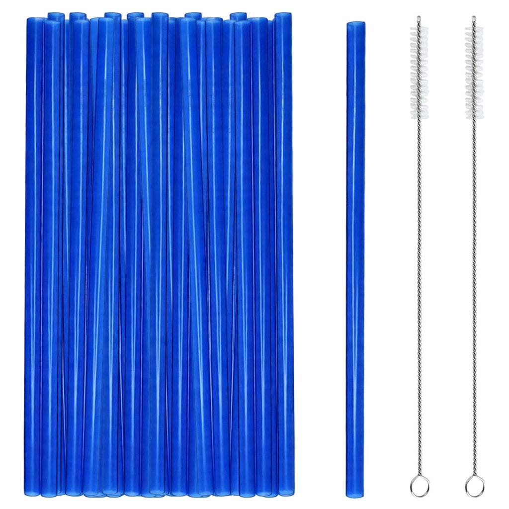 50 cannucce riutilizzabili in plastica, colore blu reale, lunghezza 19 cm