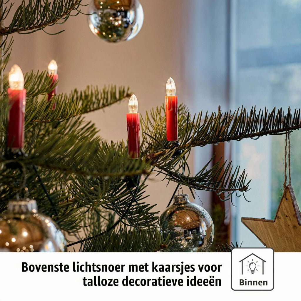 Luci per albero di Natale, 15 luci, bianco caldo, 9,8 metri, rosse, per interni, con spina separabile