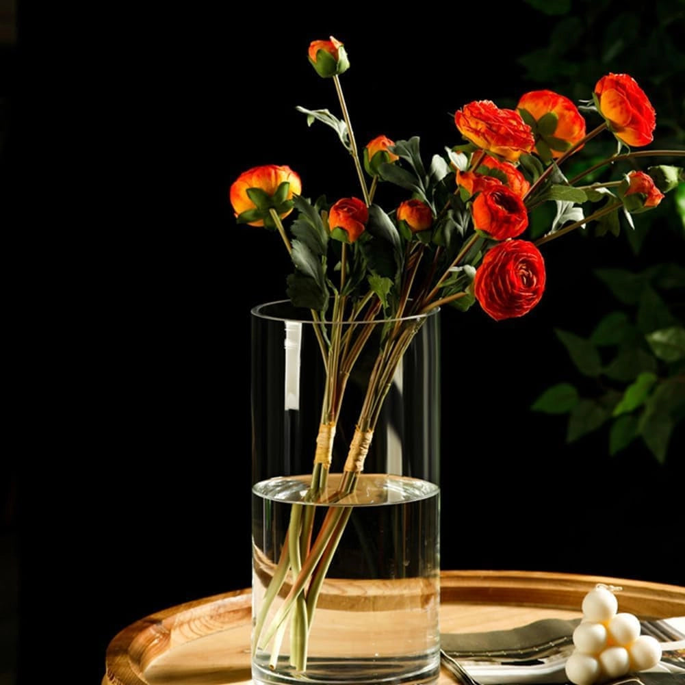 Vaso cilindrico in vetro, altezza 25 cm, trasparente, diametro 12 cm, design moderno