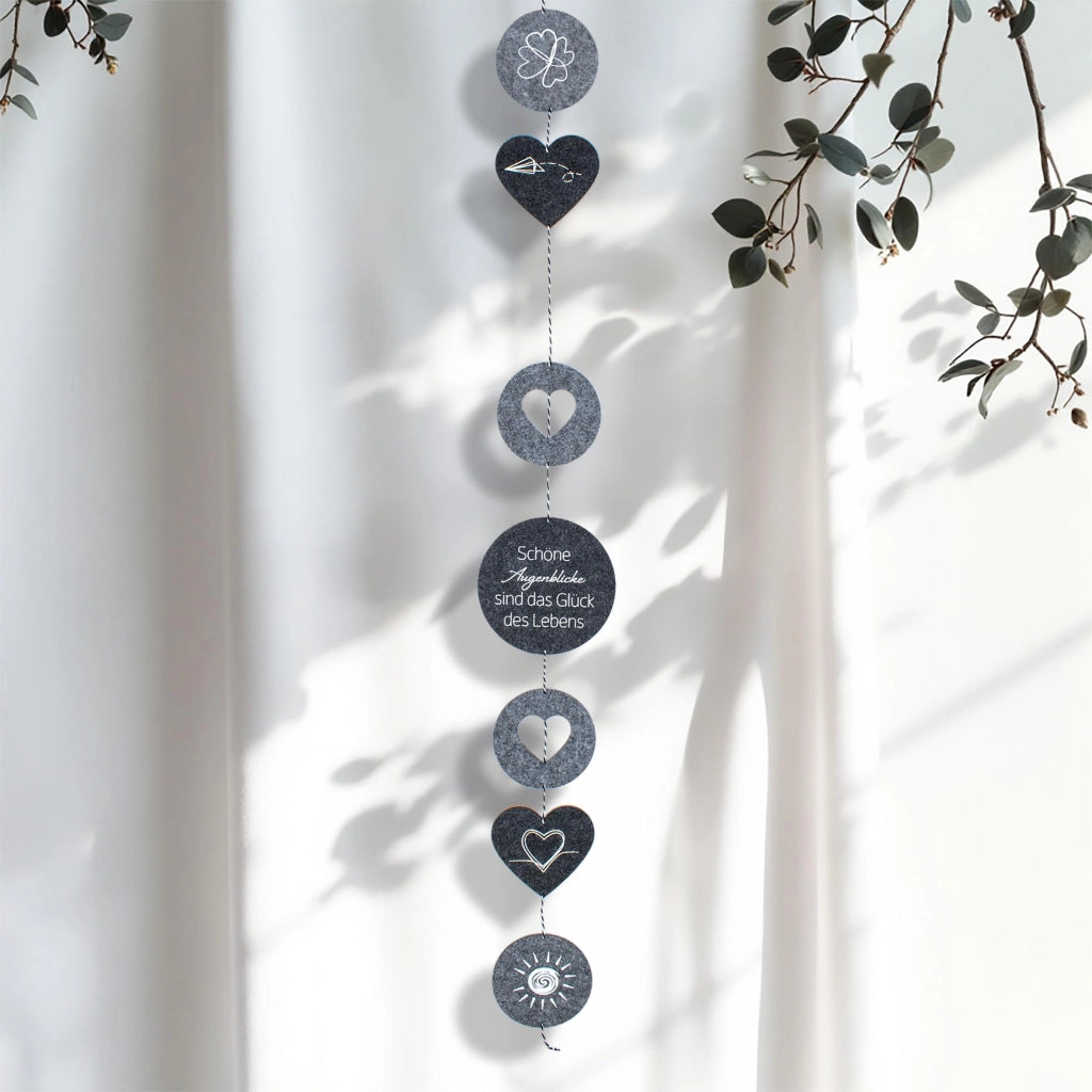 Ghirlanda decorativa con frasi, 145 cm, 7 ganci, 2 motivi assortiti