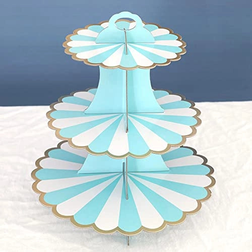 Portadessert in cartone, a 3 piani, forma circolare, altezza 32,5 cm