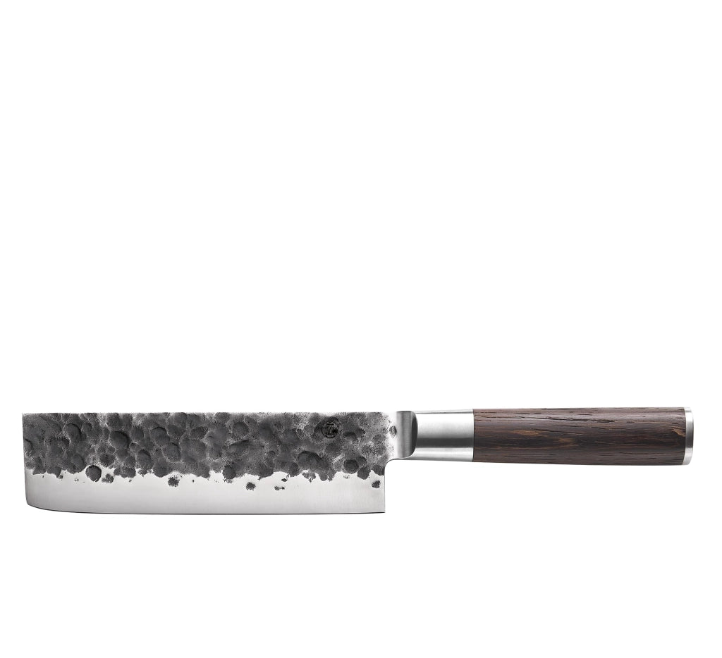 Coltello Nakiri da 18 cm, forgiato a mano, acciaio 440C, manico in legno di wengé